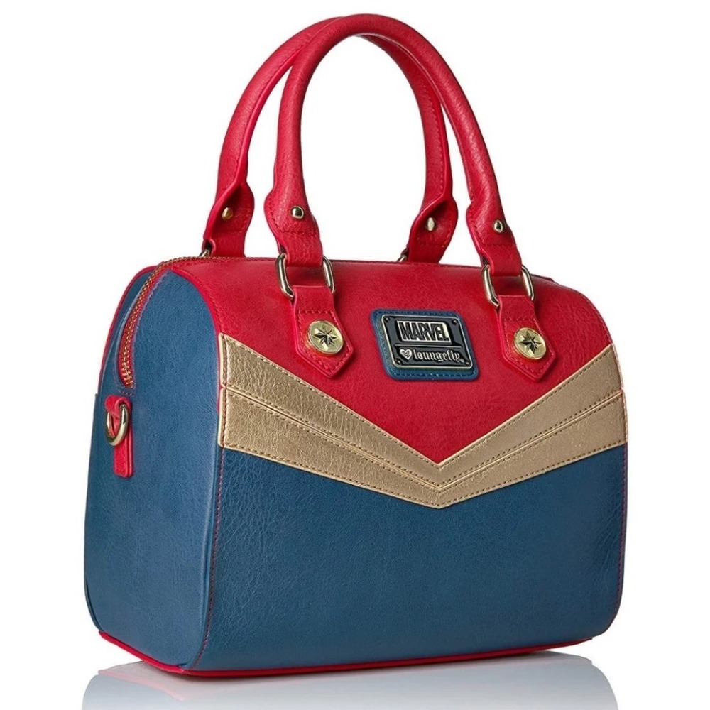 Loungefly Red Blue Gold Chevron Satchel